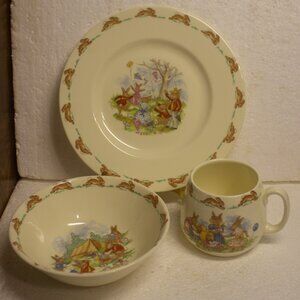 Vintage Made in England Royal Doulton Bunnykins Plate Bowl and Cup China Set
